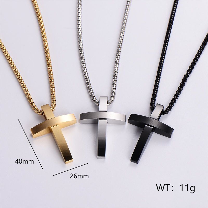 Hip-hop Rock Streetwear Cross Stainless Steel Plating Unisex Pendant Necklace