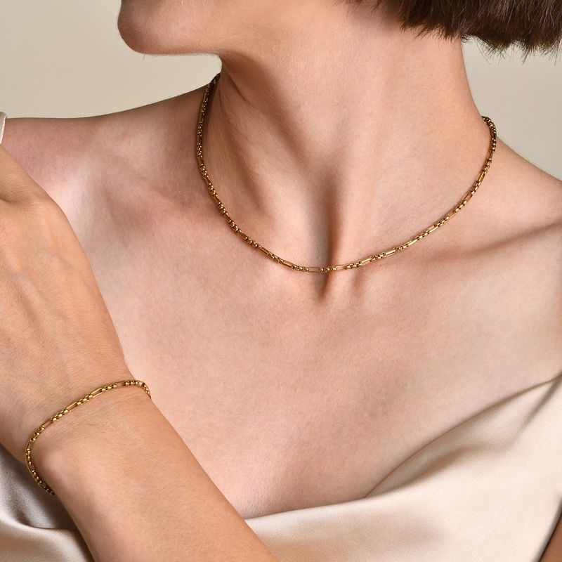 201 Edelstahl Vergoldet Einfacher Stil Einfarbig Armbänder Halskette