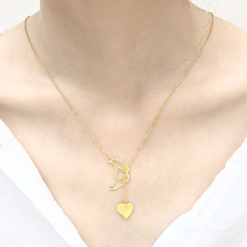 Edelstahl 304 18 Karat Vergoldet Einfacher Stil Pendeln Überzug Herzform Halskette Mit Anhänger