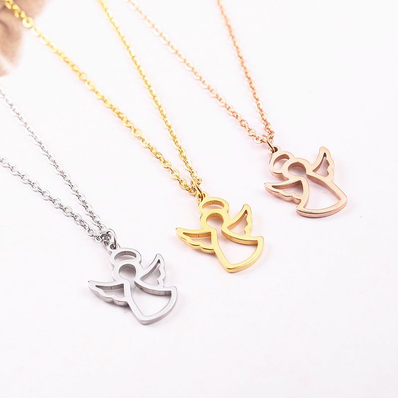 304 Stainless Steel 18K Gold Plated Cartoon Style Plating Solid Color Pendant Necklace
