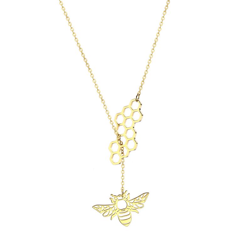 304 Stainless Steel 18K Gold Plated Simple Style Plating Bee Pendant Necklace