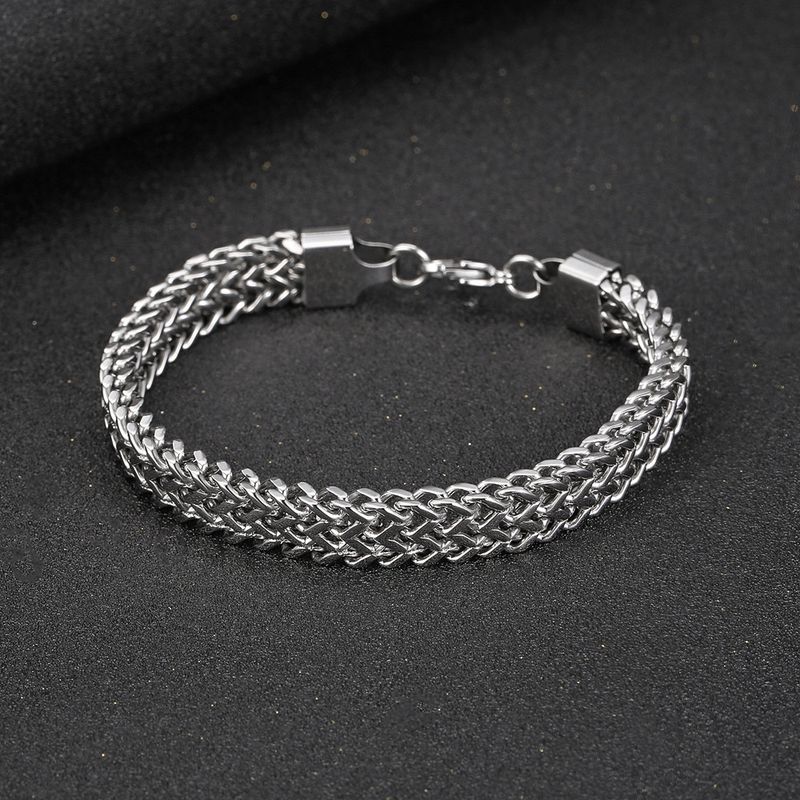 Hip-hop Retro Solid Color Stainless Steel Plating Chain Gold Plated Men's Bracelets