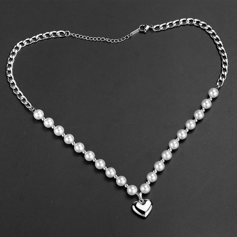 Edelstahl 304 Imitationsperle 18 Karat Vergoldet Einfacher Stil Pendeln Perlen Einfarbig Halskette