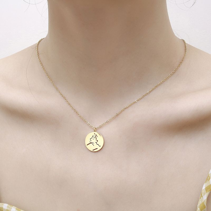 304 Stainless Steel 18K Gold Plated Simple Style Plating Solid Color Pendant Necklace
