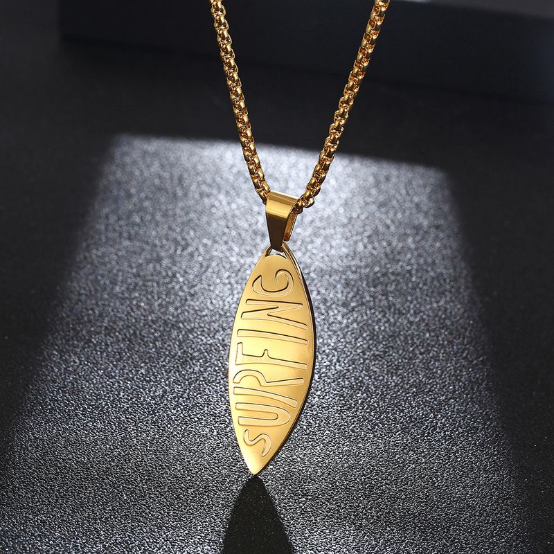 Hip-Hop Solid Color 304 Stainless Steel Plating 18K Gold Plated Unisex Pendant Necklace