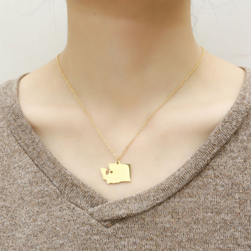 304 Stainless Steel 18K Gold Plated Simple Style Commute Plating Solid Color Pendant Necklace