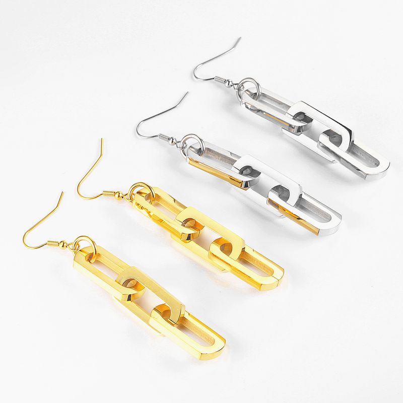 1 Pair Modern Style Geometric Plating 304 Stainless Steel 18K Gold Plated Drop Earrings