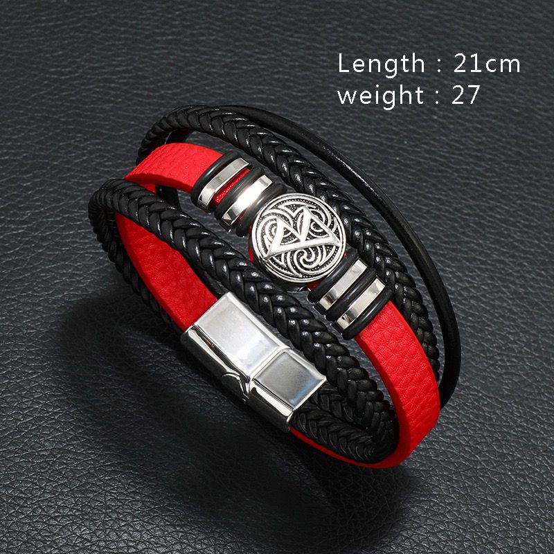 Casual Totem Symbol Pu Leather Alloy Knitting Men's Wristband