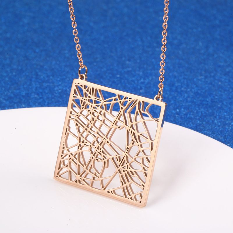 304 Stainless Steel 18K Gold Plated Simple Style Classic Style Plating Solid Color Pendant Necklace