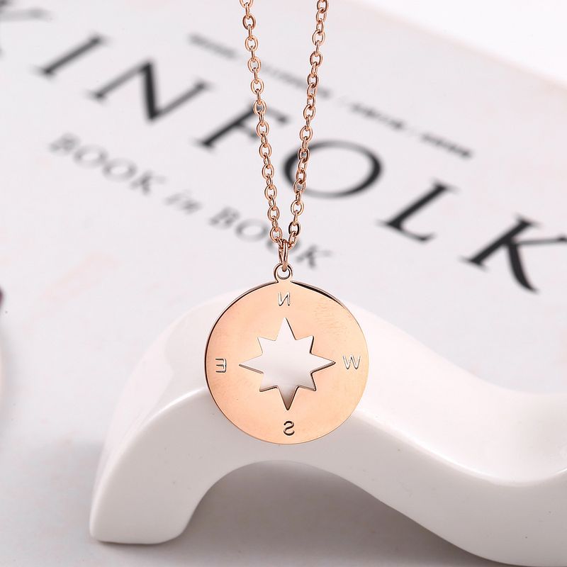 304 Stainless Steel 18K Gold Plated Modern Style Classic Style Plating Compass Pendant Necklace