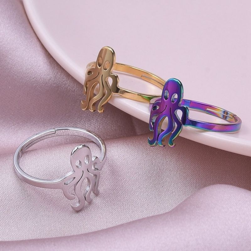 Simple Style Classic Style Color Block Octopus Stainless Steel Rings