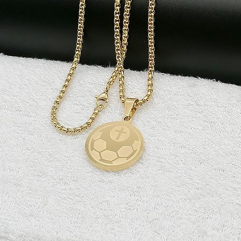 Stainless Steel Sports Polishing Plating Carving Solid Color Pendant Necklace