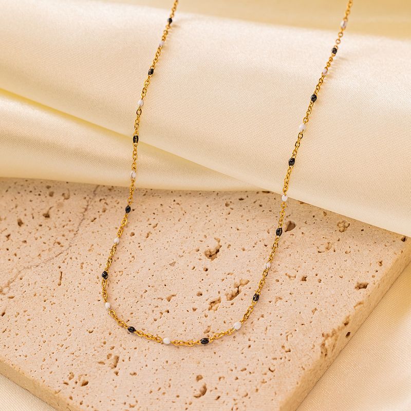 Edelstahl 304 18 Karat Vergoldet Vintage-Stil Emaille Überzug Farbblock Halskette