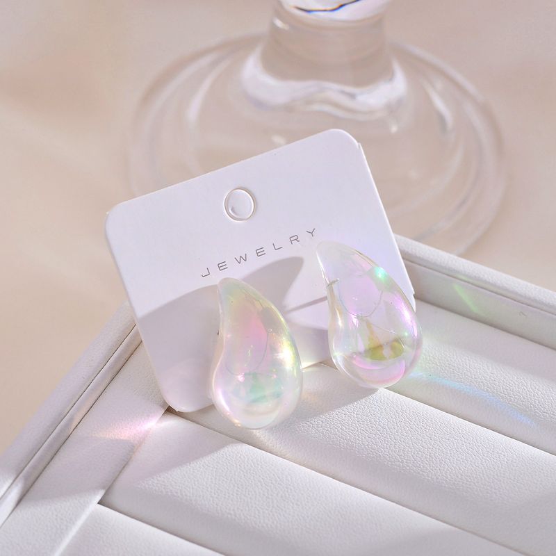 1 Pair Chinoiserie Water Droplets Gradient Color Plating Arylic Ear Studs