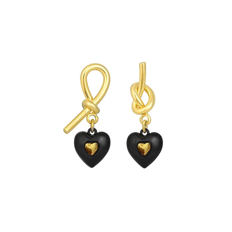 1 Pair Elegant Retro Modern Style Heart Shape Plating Copper 14k Gold Plated Drop Earrings