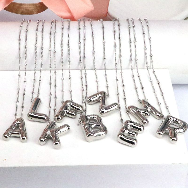 Hip-hop Simple Style Classic Style Letter Copper Silver Plated Pendant Necklace In Bulk