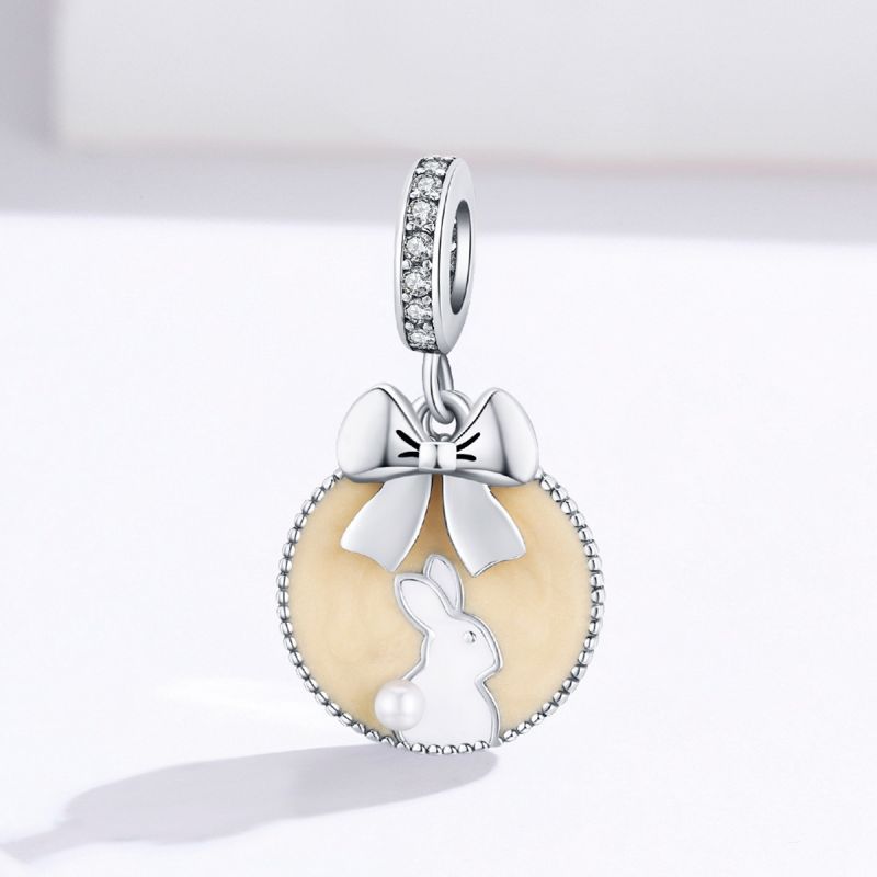 Casual Cute Rabbit Sterling Silver Enamel Jewelry Accessories