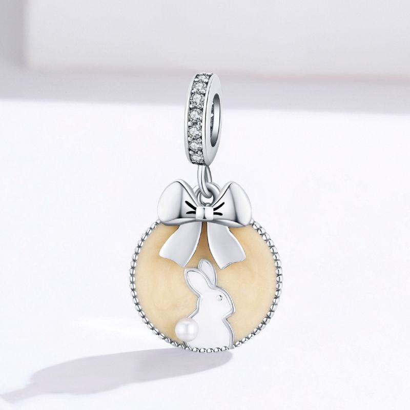 Décontractée Mignon Lapin Argent Sterling Émail Bijoux Accessoires