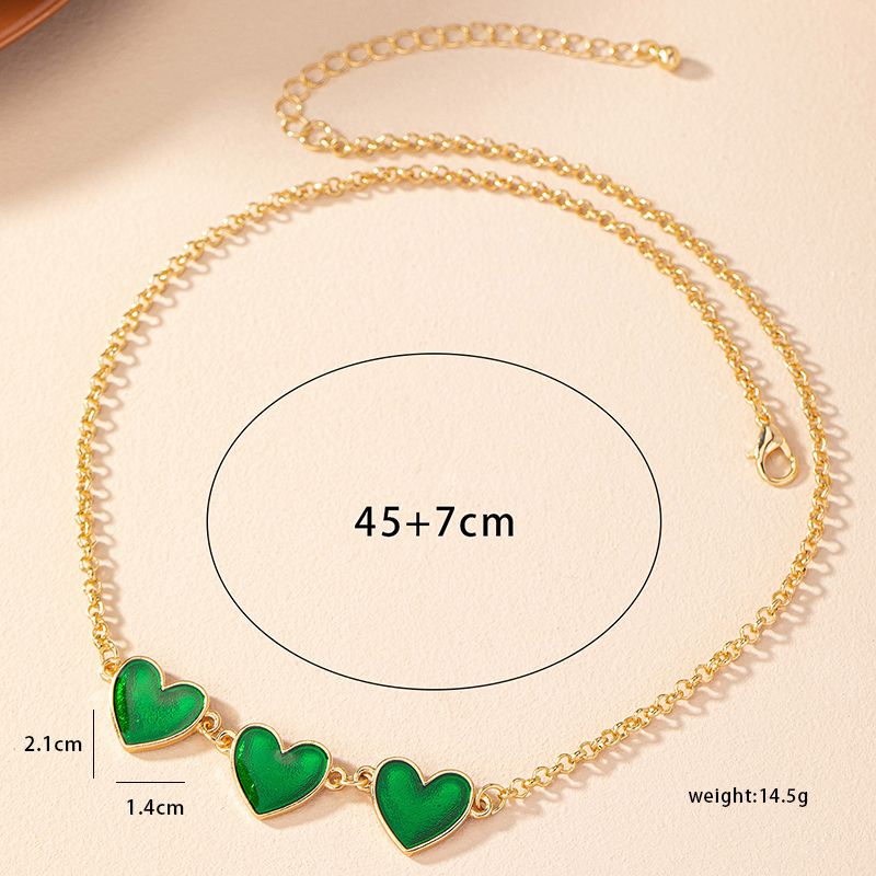 Retro Heart Shape Alloy Plating Inlay Artificial Gemstones Women's Necklace