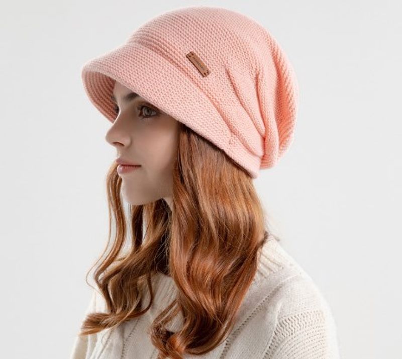 Women's Basic Lady Simple Style Solid Color Wide Eaves Wool Cap
