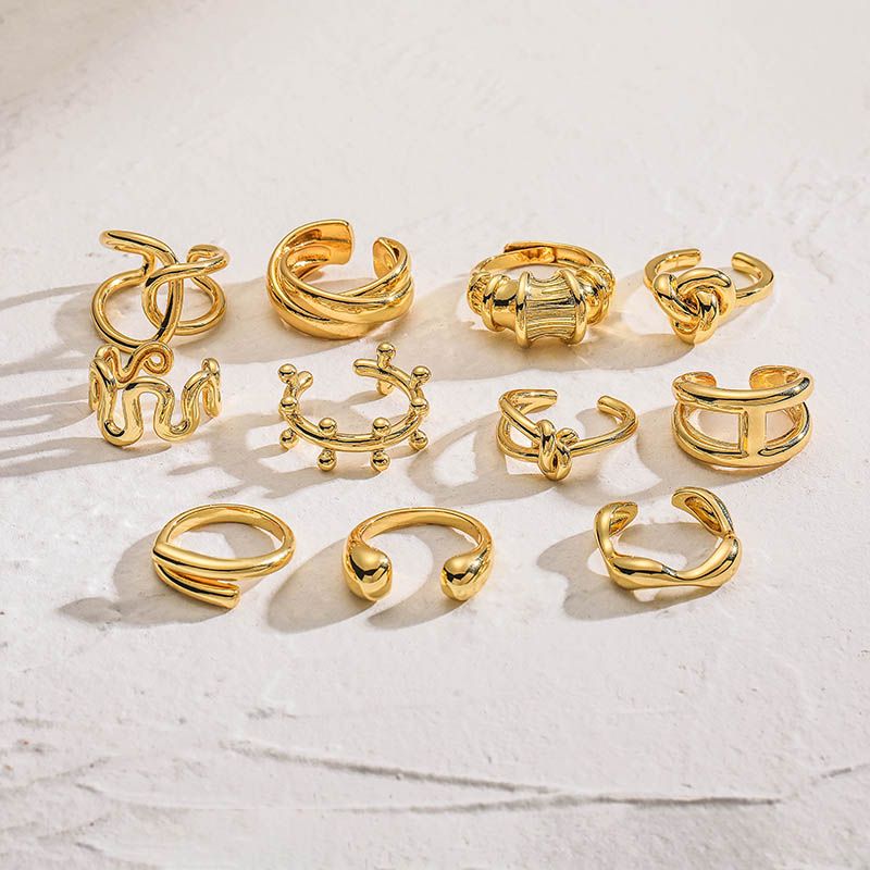 Lässig Vintage-stil Einfacher Stil Geometrisch Kupfer Überzug 18 Karat Vergoldet Offener Ring