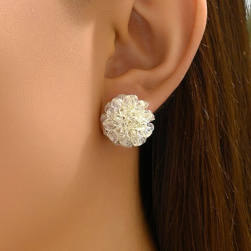 1 Pair Sweet Simple Style Flower Plating Glass Ear Studs