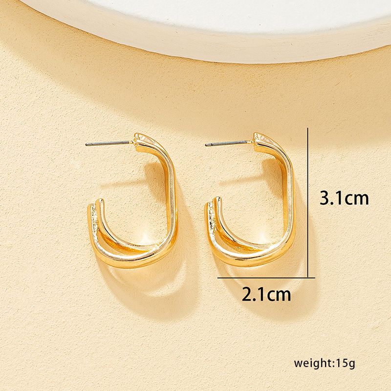 1 Pair Elegant Simple Style Geometric Plating Alloy Ear Studs