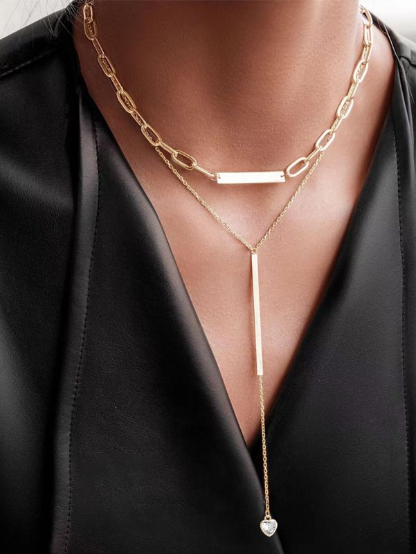 Simple Style Commute Solid Color Copper Layered Necklaces In Bulk