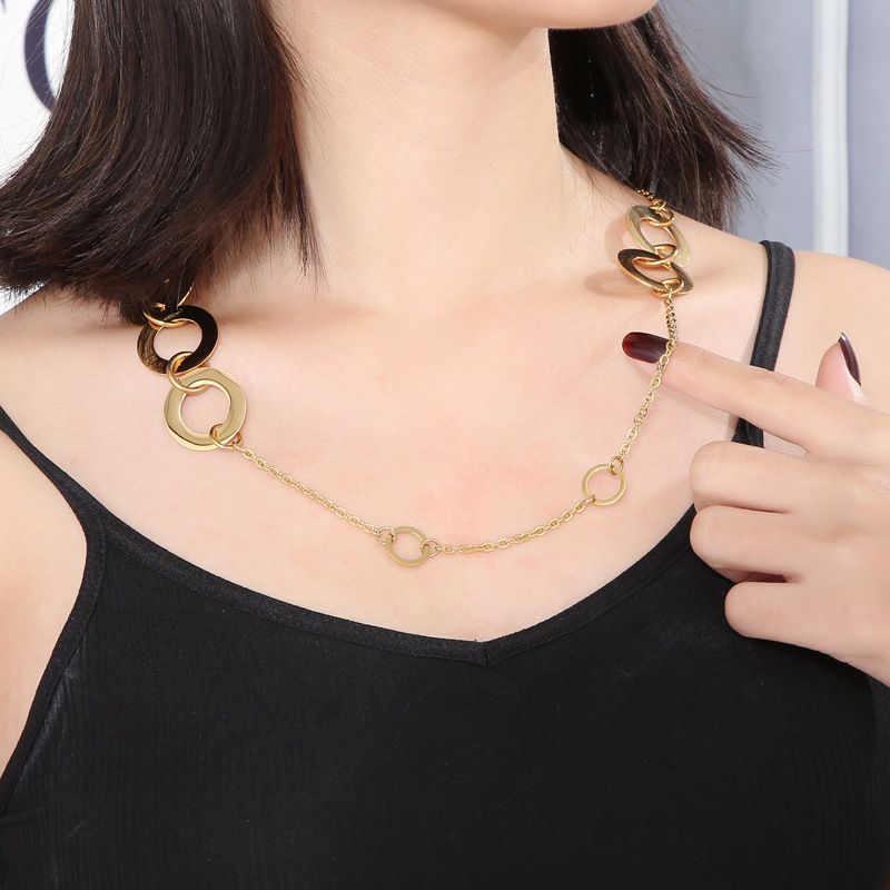 Titan Stahl 18 Karat Vergoldet Einfacher Stil Überzug Einfarbig Halskette