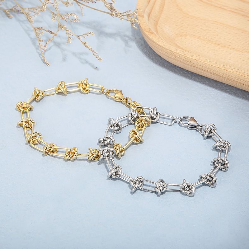 Simple Style Geometric Solid Color Titanium Steel 18K Gold Plated Bracelets In Bulk