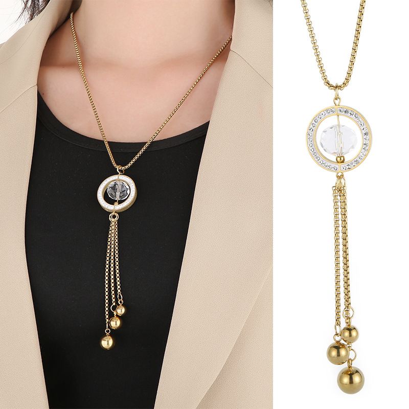 Vintage Style Circle Solid Color Stainless Steel Titanium Steel Wholesale Pendant Necklace