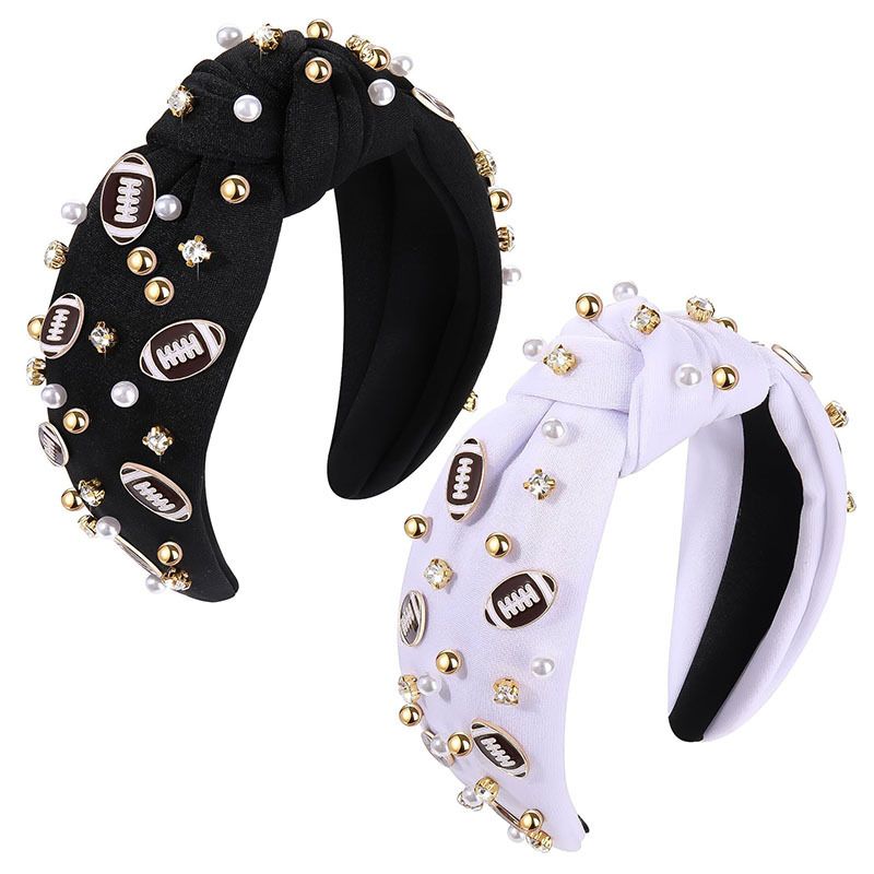 Women's Elegant Vintage Style Solid Color Cloth Inlay Rhinestones Pearl Hair Band