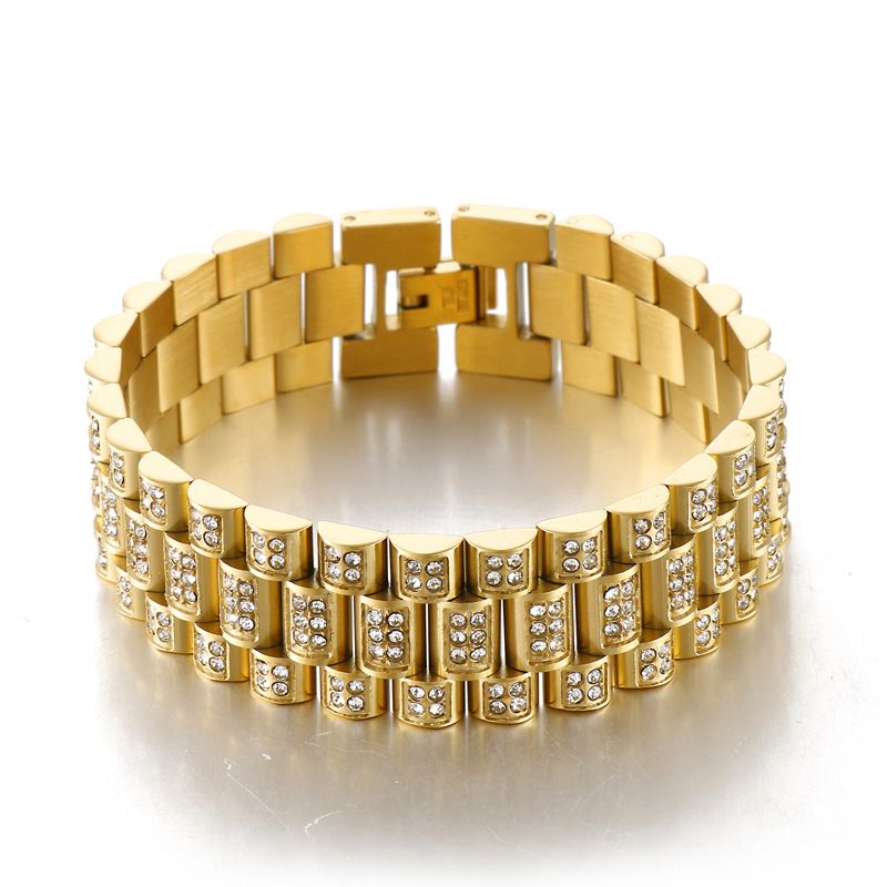 Vintage Style Geometric Solid Color Titanium Steel 18K Gold Plated Bracelets In Bulk