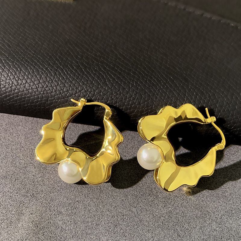 1 Pair Retro Geometric Solid Color Plating Metal Hoop Earrings