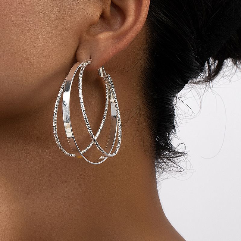 1 Pair Rock Romantic Classic Style Circle Layered Plating Alloy Ferroalloy 14k Gold Plated Hoop Earrings