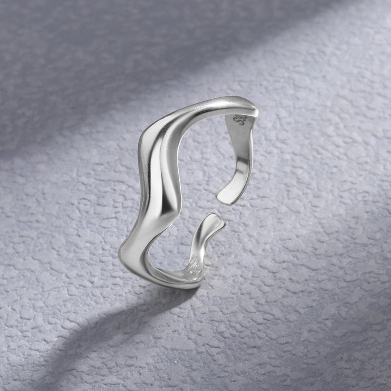 Ig Style Simple Style Waves Solid Color Sterling Silver Plating Open Rings