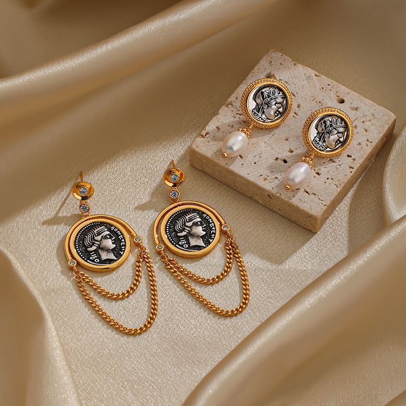 1 Pair Ig Style Elegant Portrait Animal Owl Plating Inlay Copper Freshwater Pearl 18k Gold Plated Drop Earrings