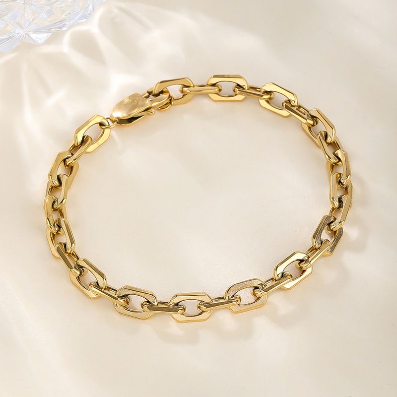 Simple Style Streetwear Solid Color Stainless Steel Titanium Steel Plating 18k Gold Plated Gold Plated Bracelets