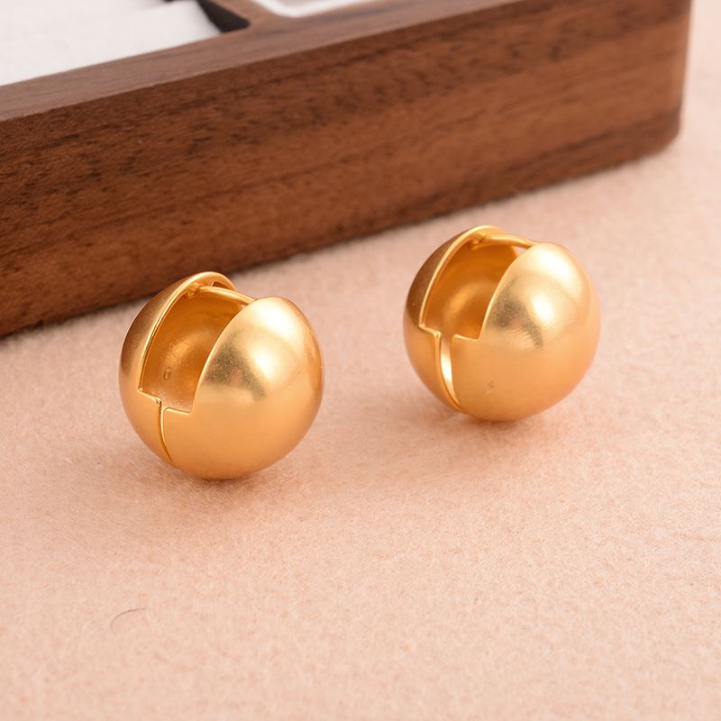 1 Pair Ig Style Simple Style Spherical Solid Color Plating Three-dimensional Copper 18k Gold Plated Ear Studs