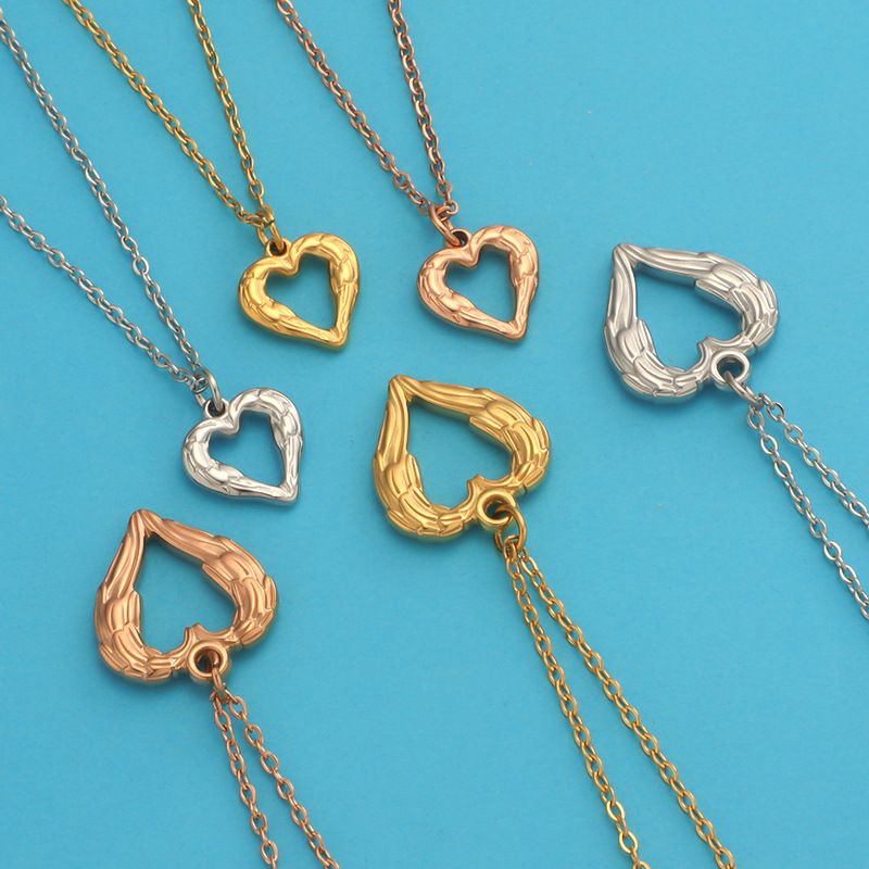 Stainless Steel 18K Gold Plated Simple Style Plating Hollow Out Heart Shape None Pendant Necklace Necklace