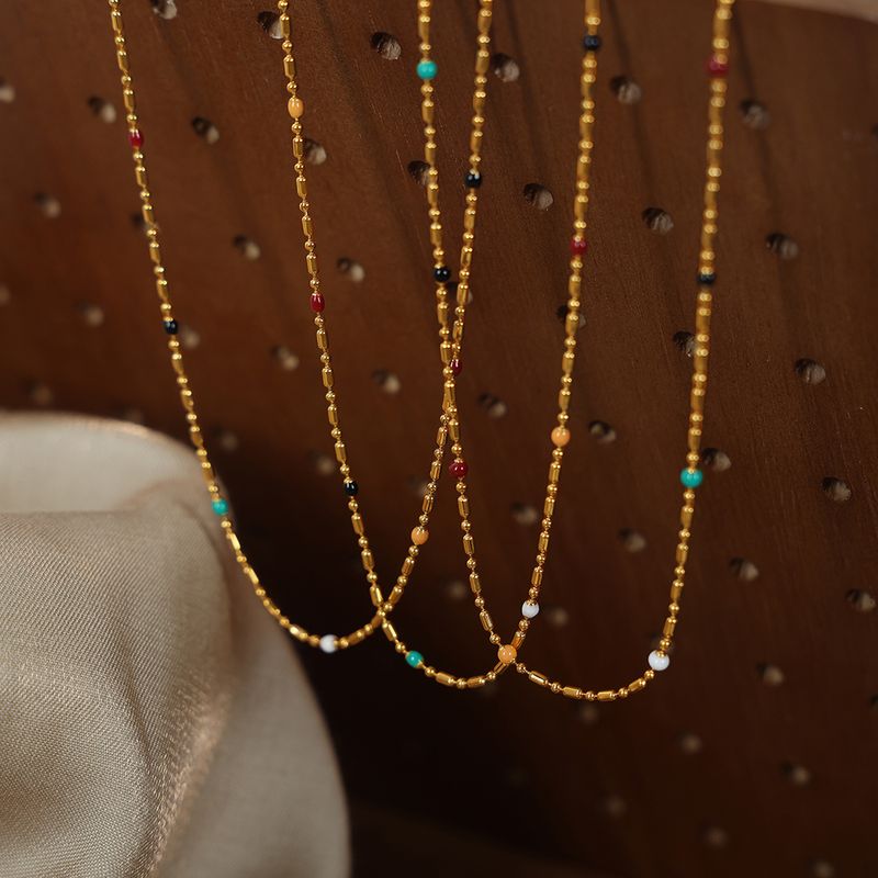 Hawaiisch Tropisch Einfacher Stil Einfarbig Titan Stahl Emaille Überzug 18 Karat Vergoldet Halskette
