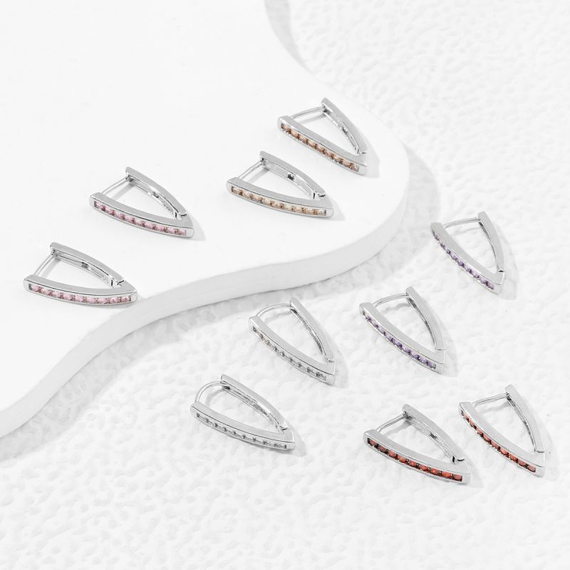 1 Pair Ig Style Simple Style V Shape Plating Inlay Copper Zircon White Gold Plated Earrings