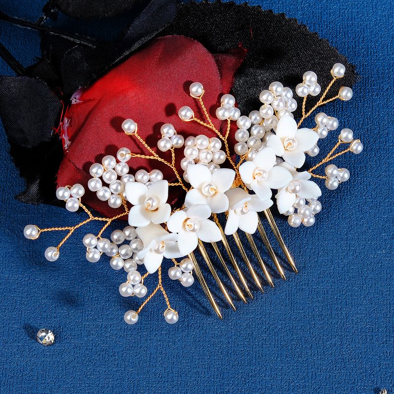 Retro Blume Imitationsperle Perle Kamm Einsetzen