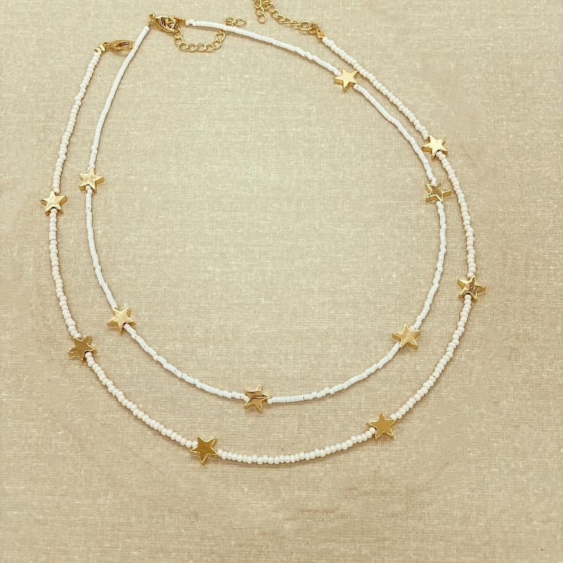 Ig-stil Stern Saatperle Kupfer Perlen Stricken Überzug 18 Karat Vergoldet Frau Armbänder