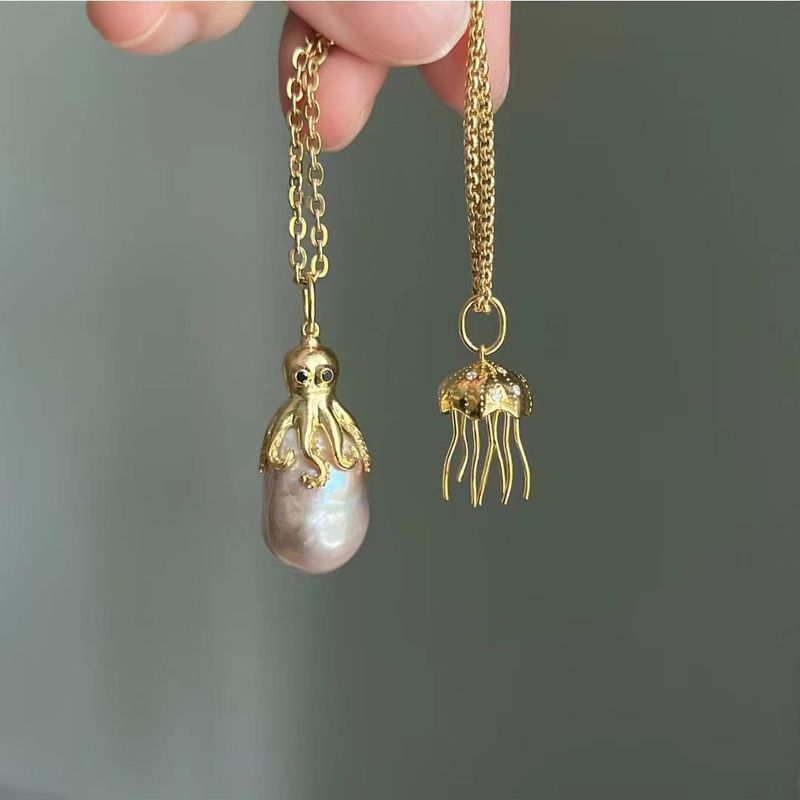 Elegant Streetwear Octopus Copper 18k Gold Plated Necklace In Bulk