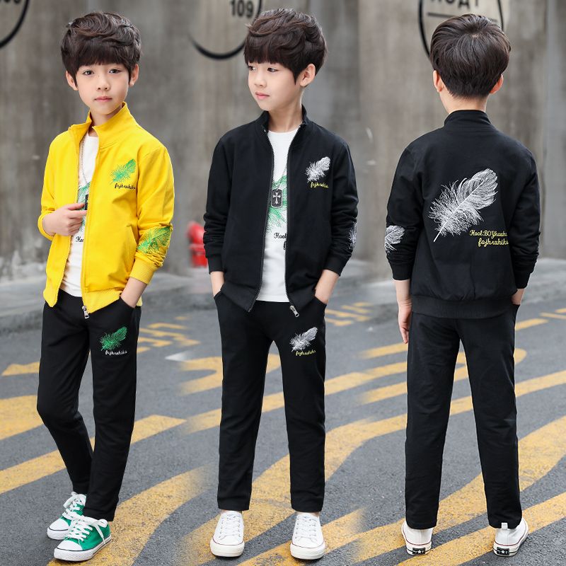 Casual Sports Letter Feather Pocket Cotton Boys Clothing Sets