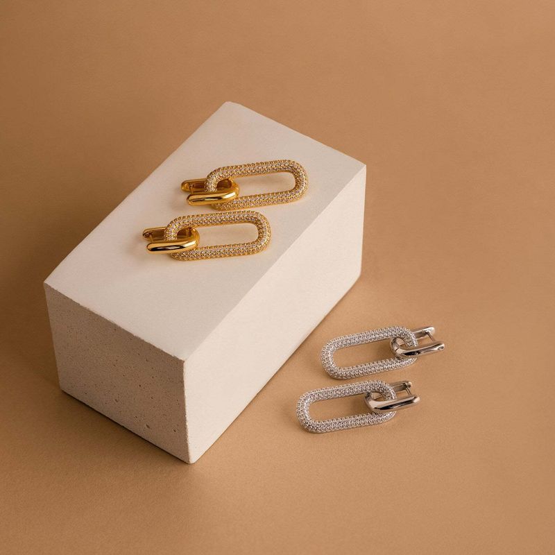 1 Pair Simple Style Streetwear Geometric Plating Inlay Copper Zircon 18k Gold Plated Drop Earrings