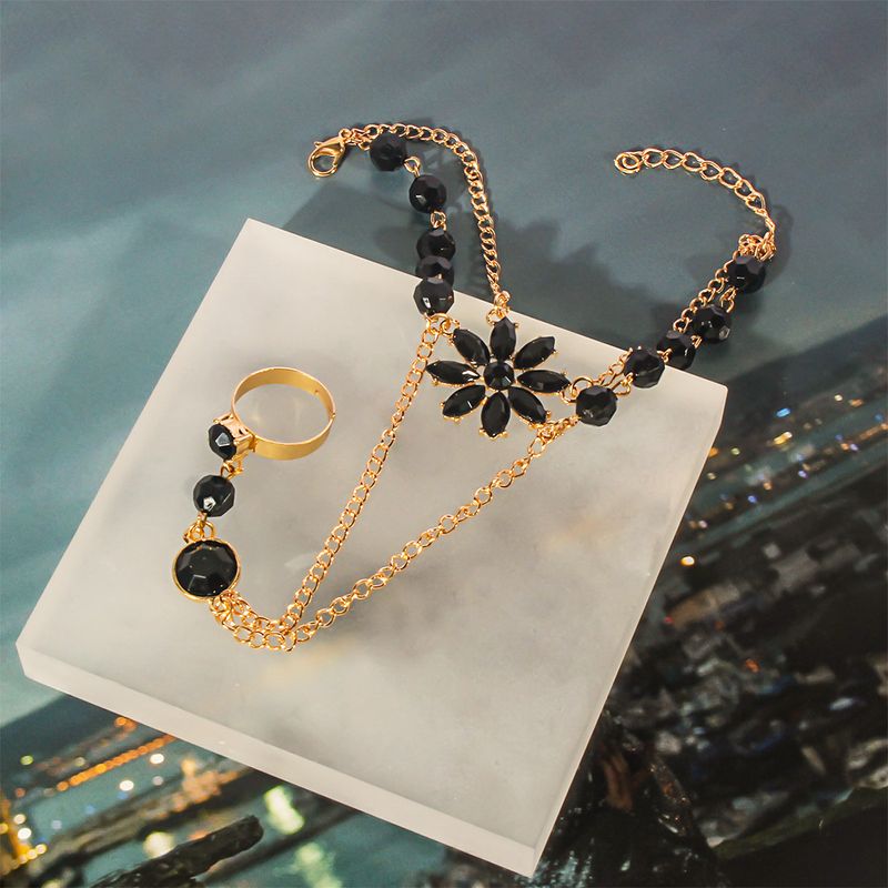 Ig Style Modern Style Round Flower Alloy Plating Inlay Artificial Gemstones Women's Bracelets