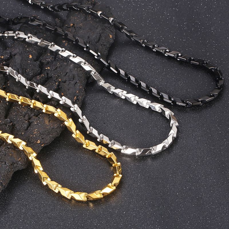 Hip-hop Solid Color Titanium Steel Plating Chain Men's Necklace