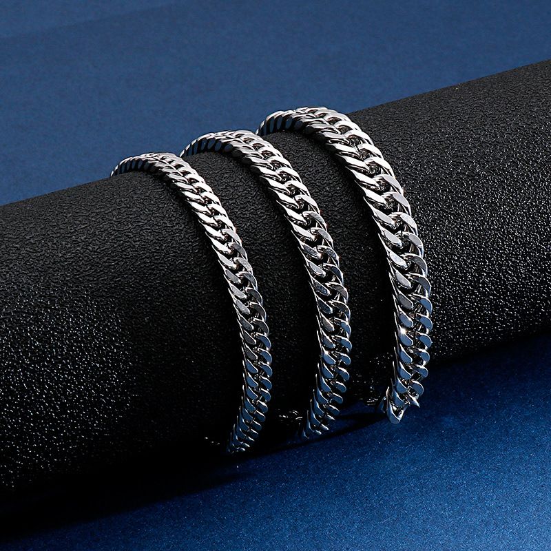 Basic Solid Color Titanium Steel Polishing Chain Men's Bracelets